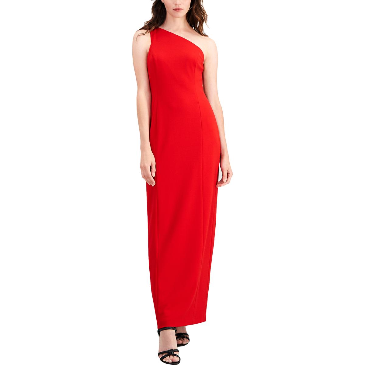Calvin Klein Womens Red Formal One Shoulder Evening Dress Gown 12 BHFO ...