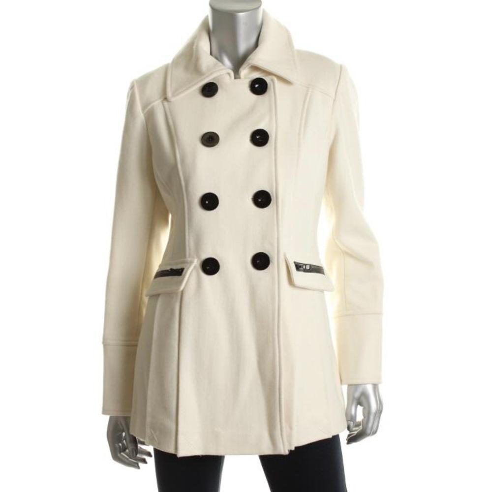 Famous Catalog Moda NEW White Wool Double-Breasted Pea Coat Jacket L ...