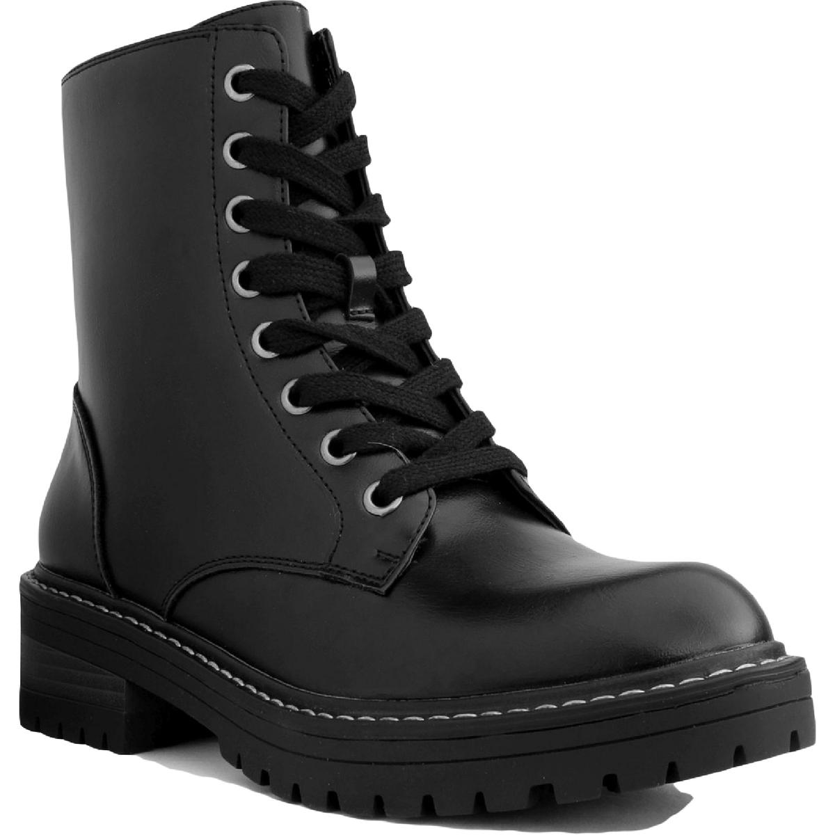 Sugar Womens Kaedy Faux Leather Zipper Combat & Lace-up Boots Shoes ...