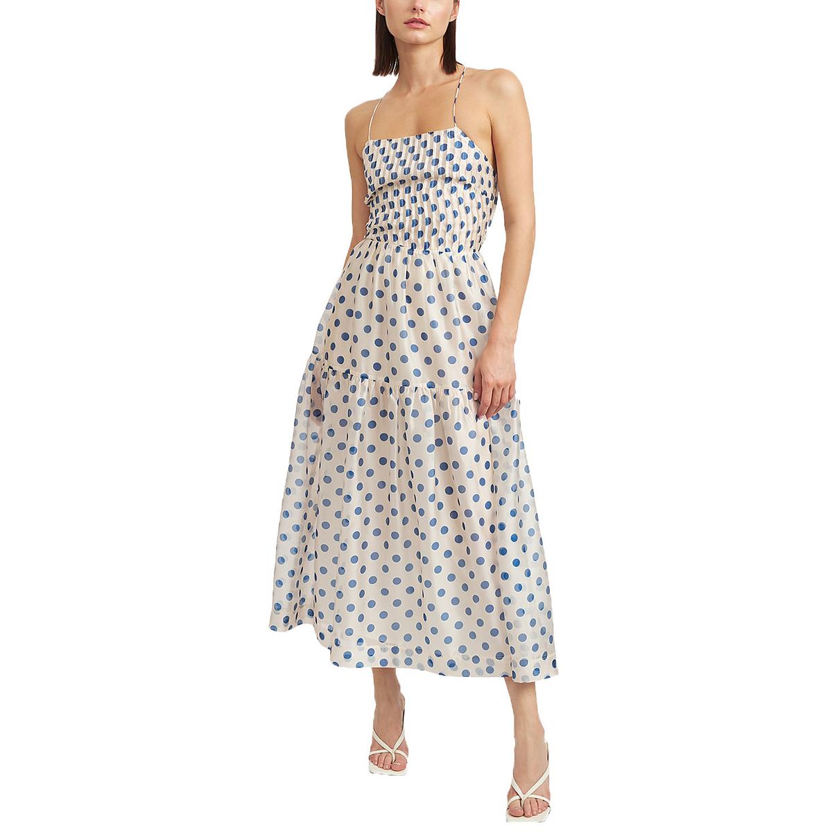 En Saison Womens Ivory Chiffon Polka Dot Lace-Up Maxi Dress XS BHFO 7957