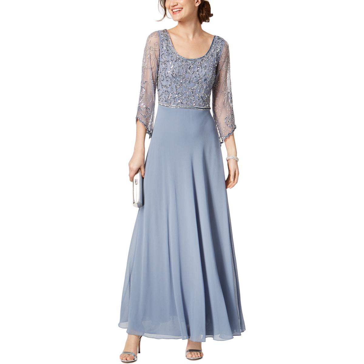 J Kara Womens Blue Embellished Full-Length Evening Dress Gown 16 BHFO ...