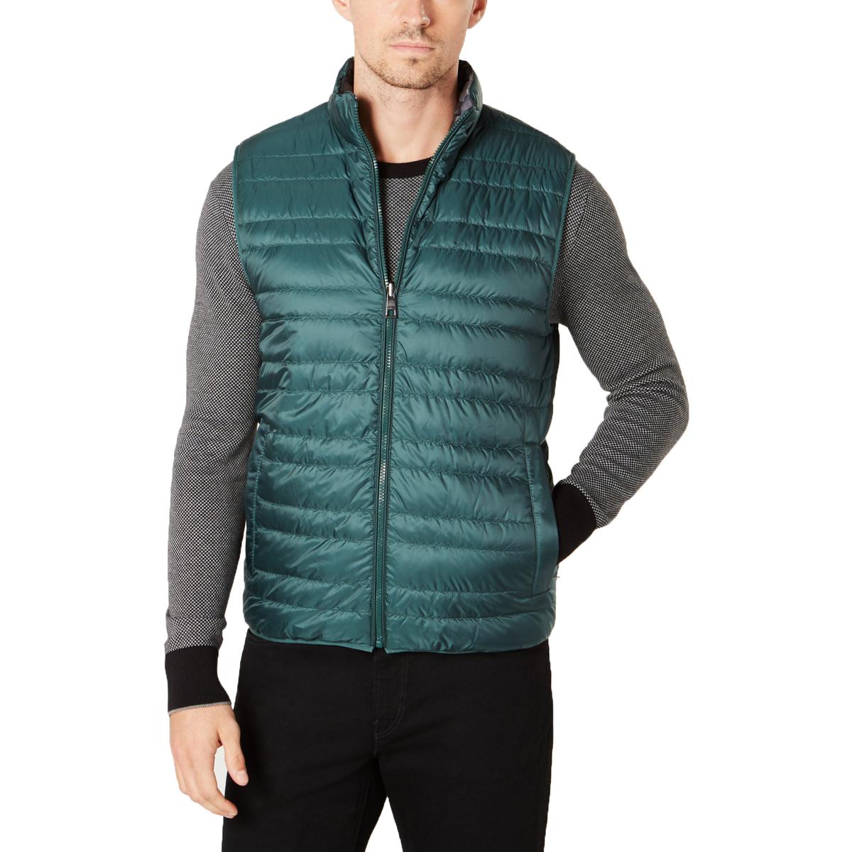 Michael Kors Mens Green Reversible Packable Outerwear Vest Jacket XL ...