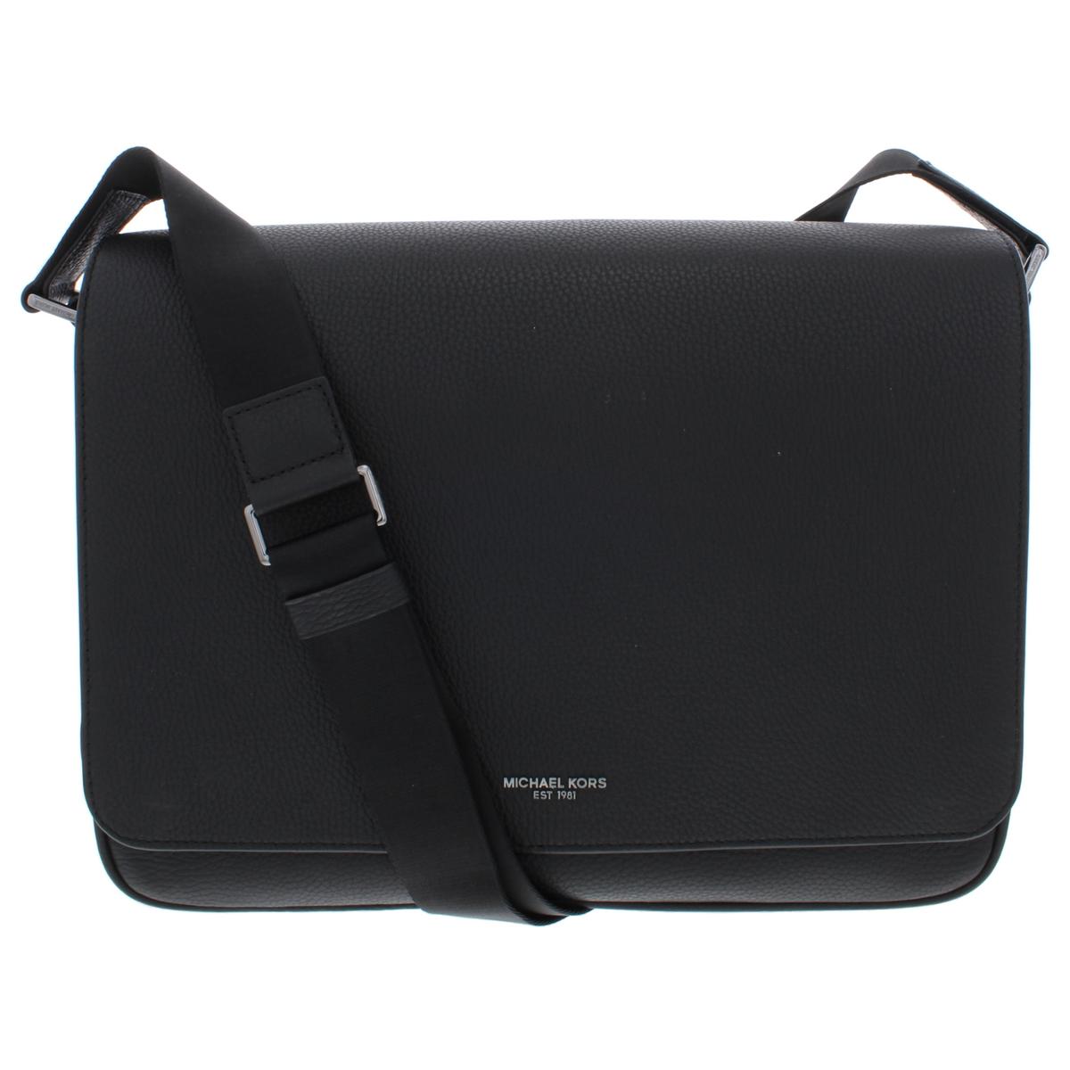 Michael Kors Mens Bryant Black eat Leather Messenger Bag O/S BHFO 9639 | eBay