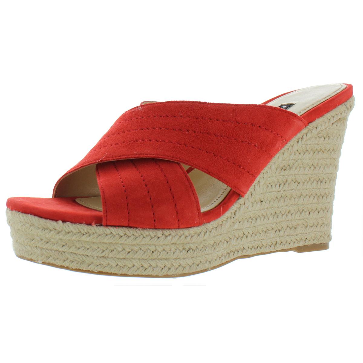 Nine West Womens Hope Red Suede Wedge Sandals Shoes 10.5 Medium (B,M ...