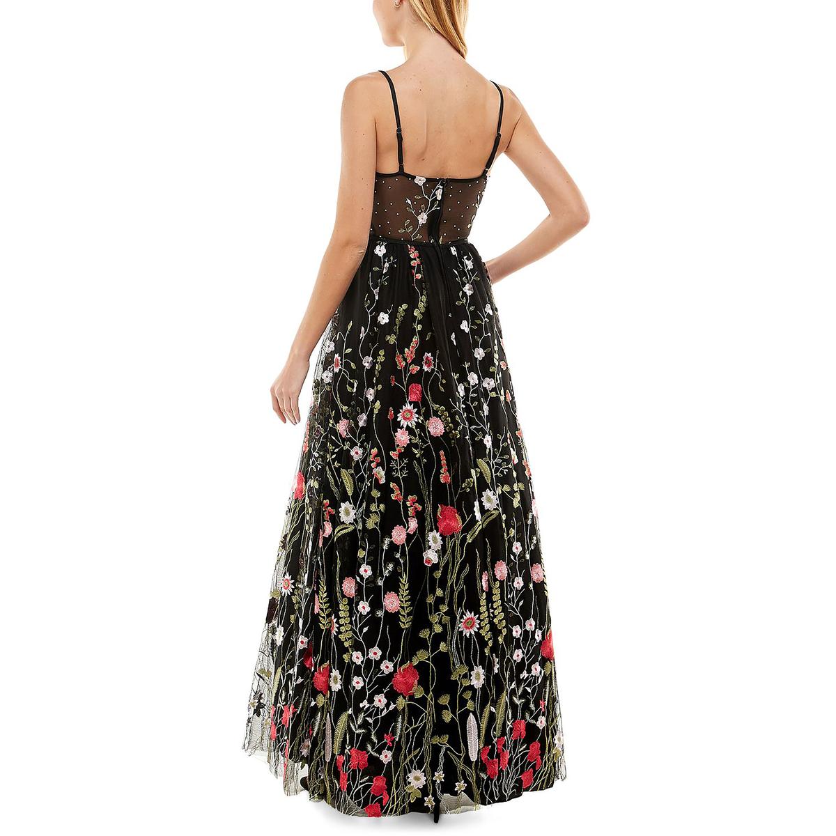 City Studio Womens Embroidered Floral Long Evening Dress Gown Juniors BHFO 3514