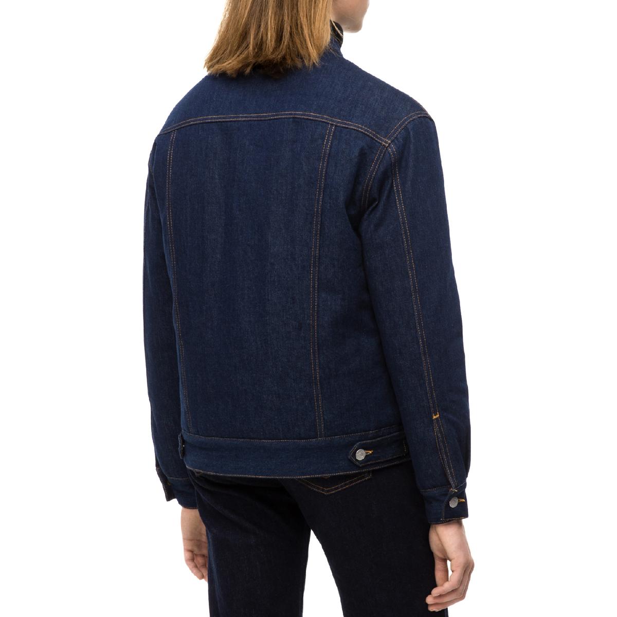 Calvin Klein Jeans Womens Blue Quilted Logo Denim Jacket Outerwear L ...