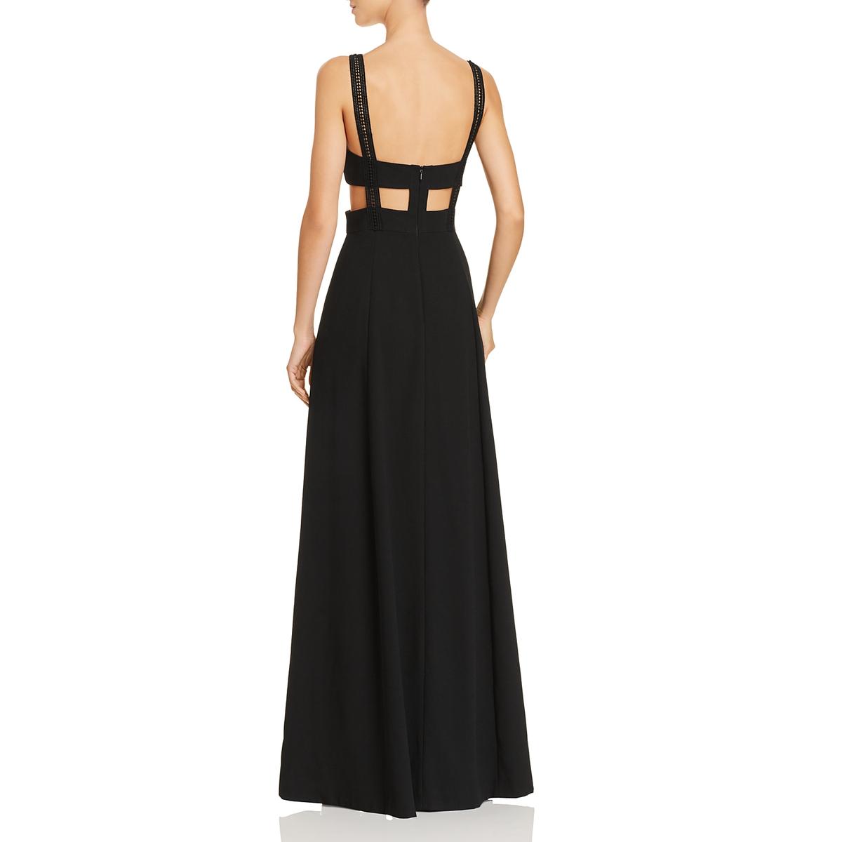 Aidan by Aidan Mattox Womens Black Lace Cut-Out Evening Dress Gown 0
