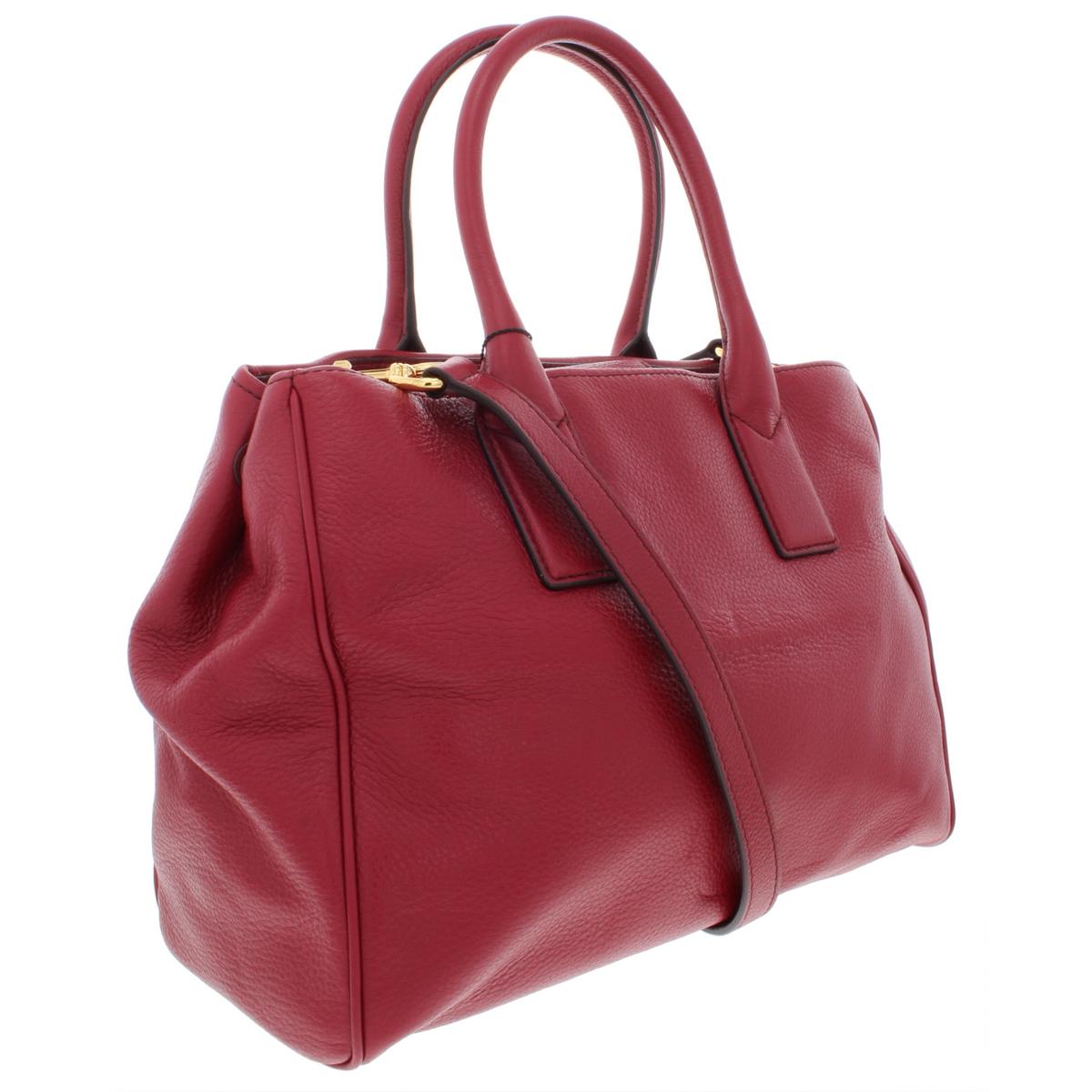 Marc Jacobs Womens Red Leather Pebbled Tote Handbag Purse Large BHFO ...
