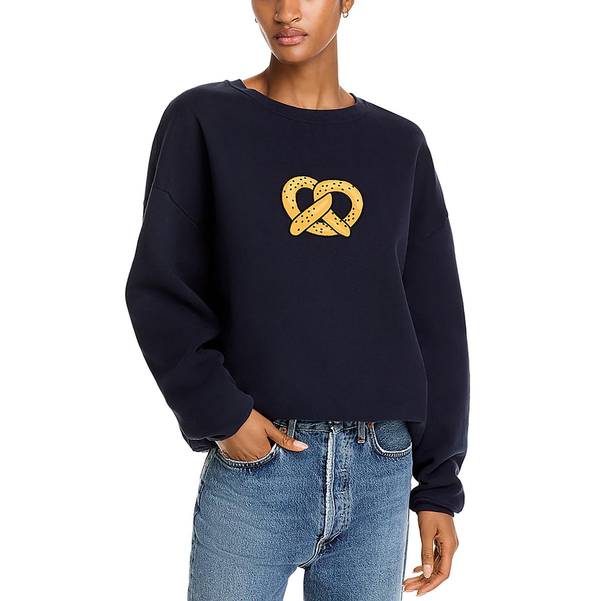 Kule Womens Navy Organic Cotton Printed Crewneck Sweatshirt M BHFO 8514