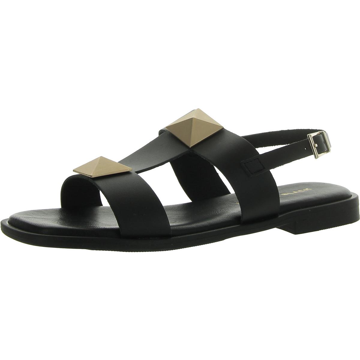 Полностью черные женские босоножки на плоской подошве с регулируемой мягкой стелькой и открытым носком BHFO 2098 7190₽