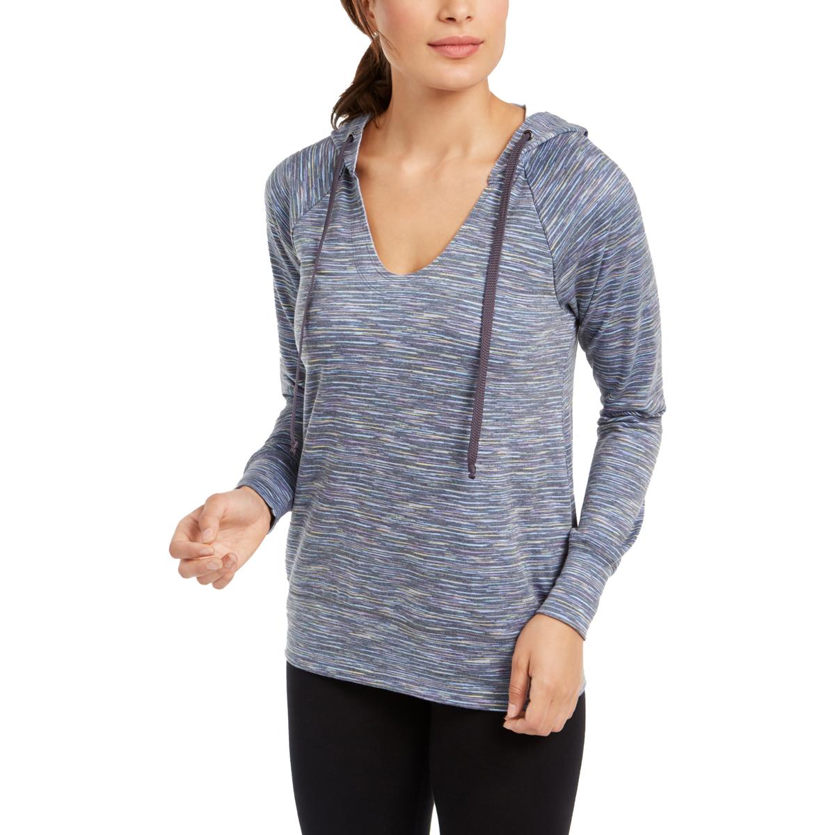 Ideology Womens Plus Fitness Workout Pullover Top Blue 2X