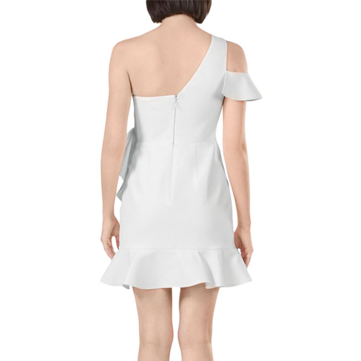 BCBGMAXAZRIA Asymmetric Ruffled Dress Women s 2 Off White One