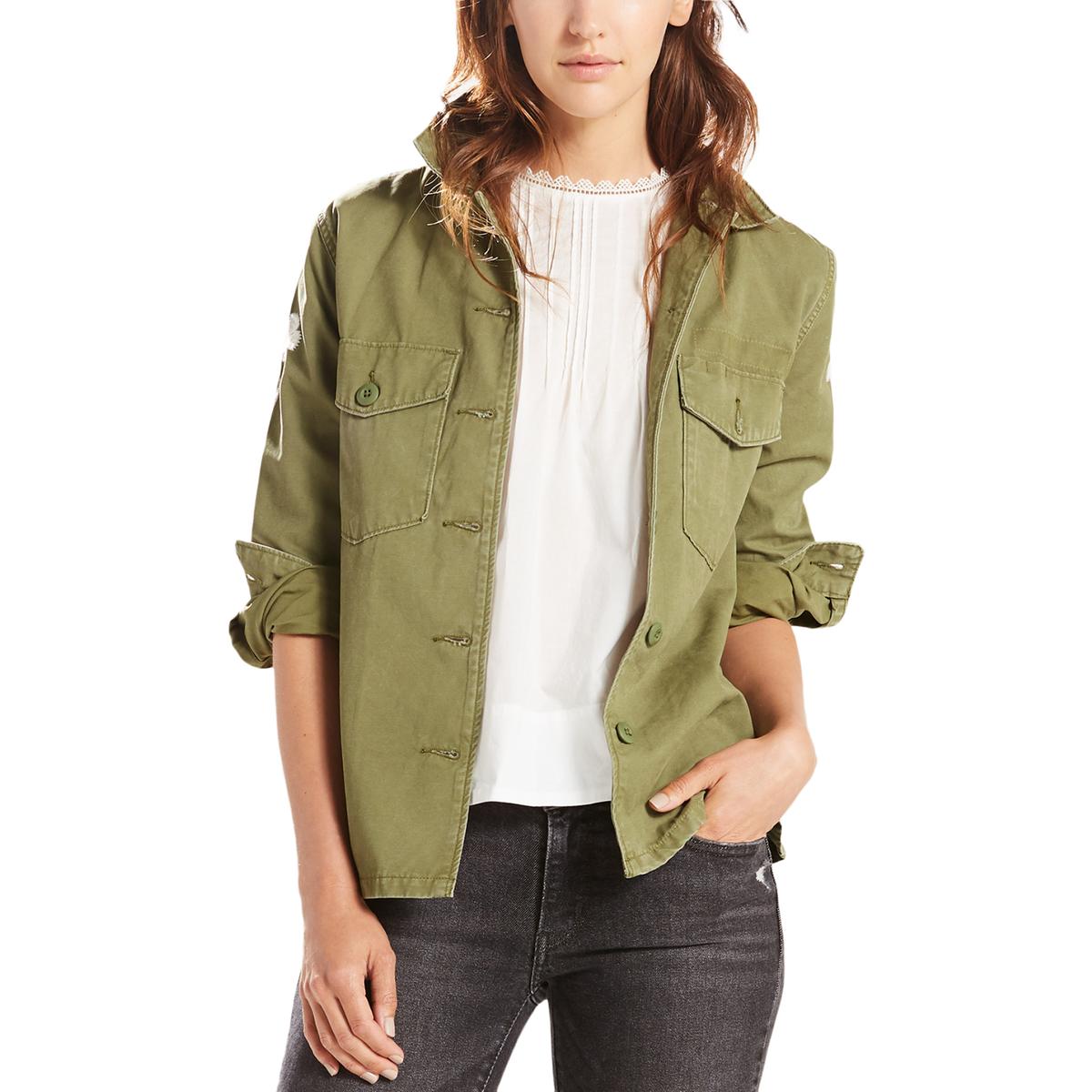 Levi's Womens Green Embroidered Lightweight Utility Jacket Coat XS BHFO ...