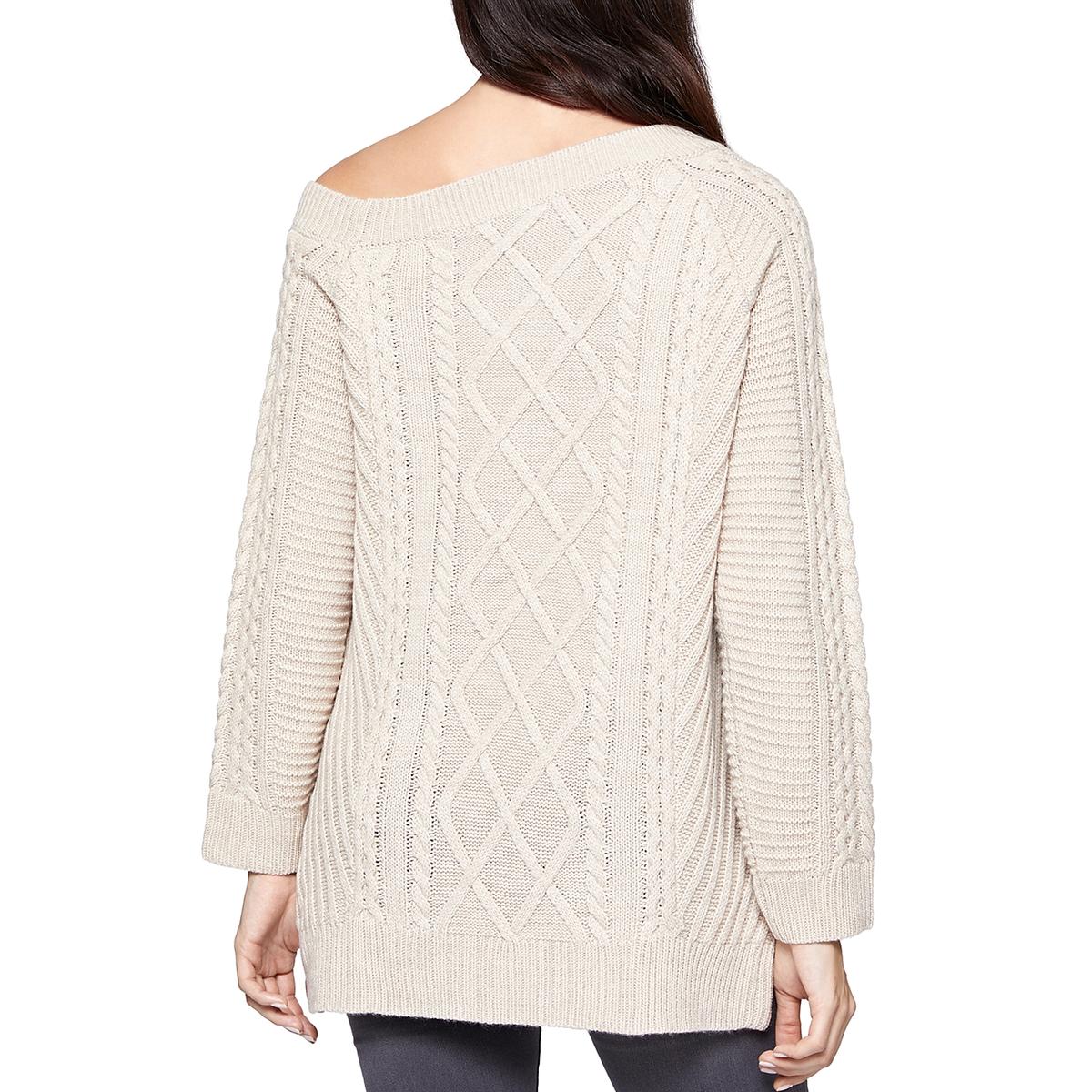 Sanctuary Womens Tinsley Beige Cable Knit Pullover Sweater Top XL BHFO