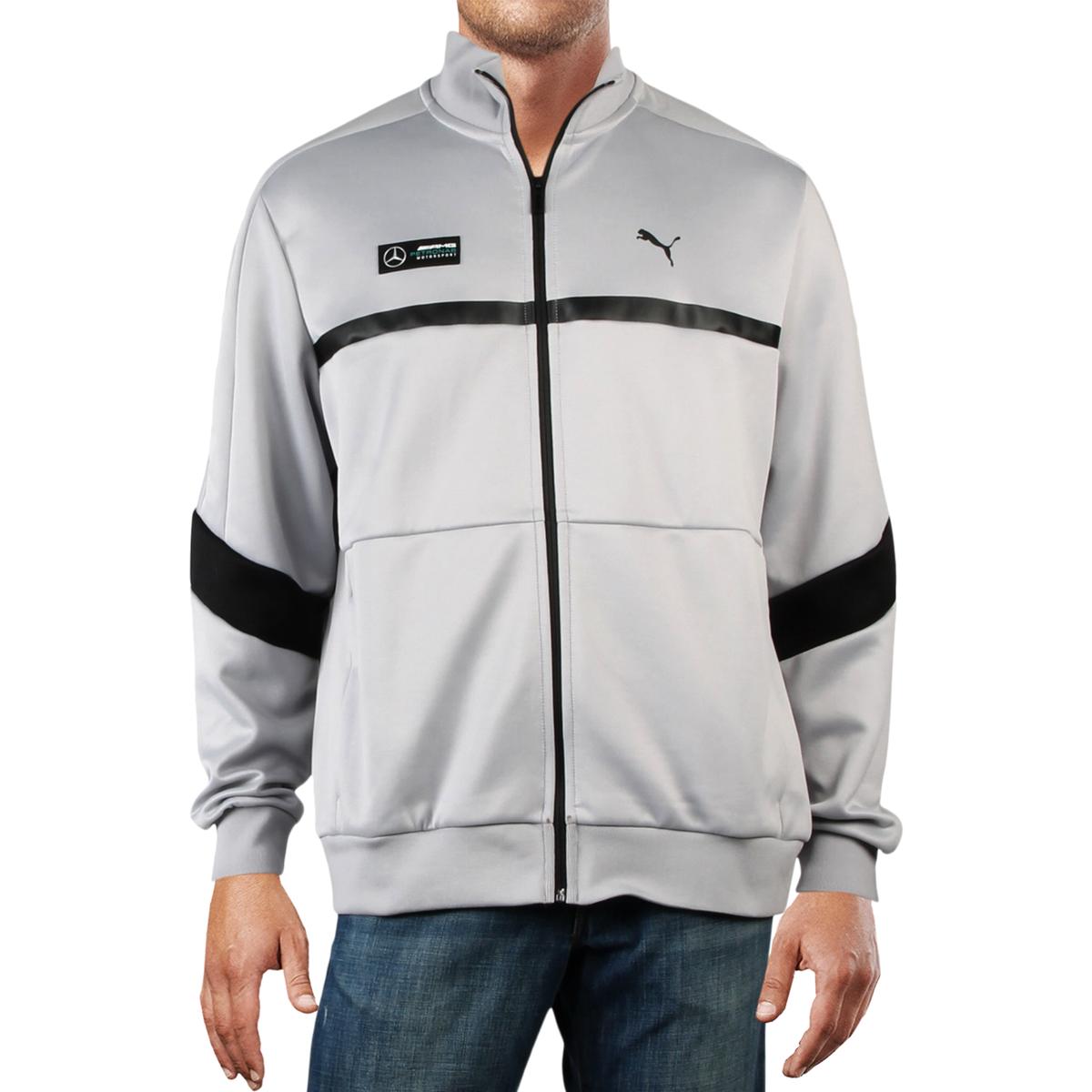 Puma Mens Mercedes T7 Gray Fitness Workout Track Jacket Athletic XXL ...