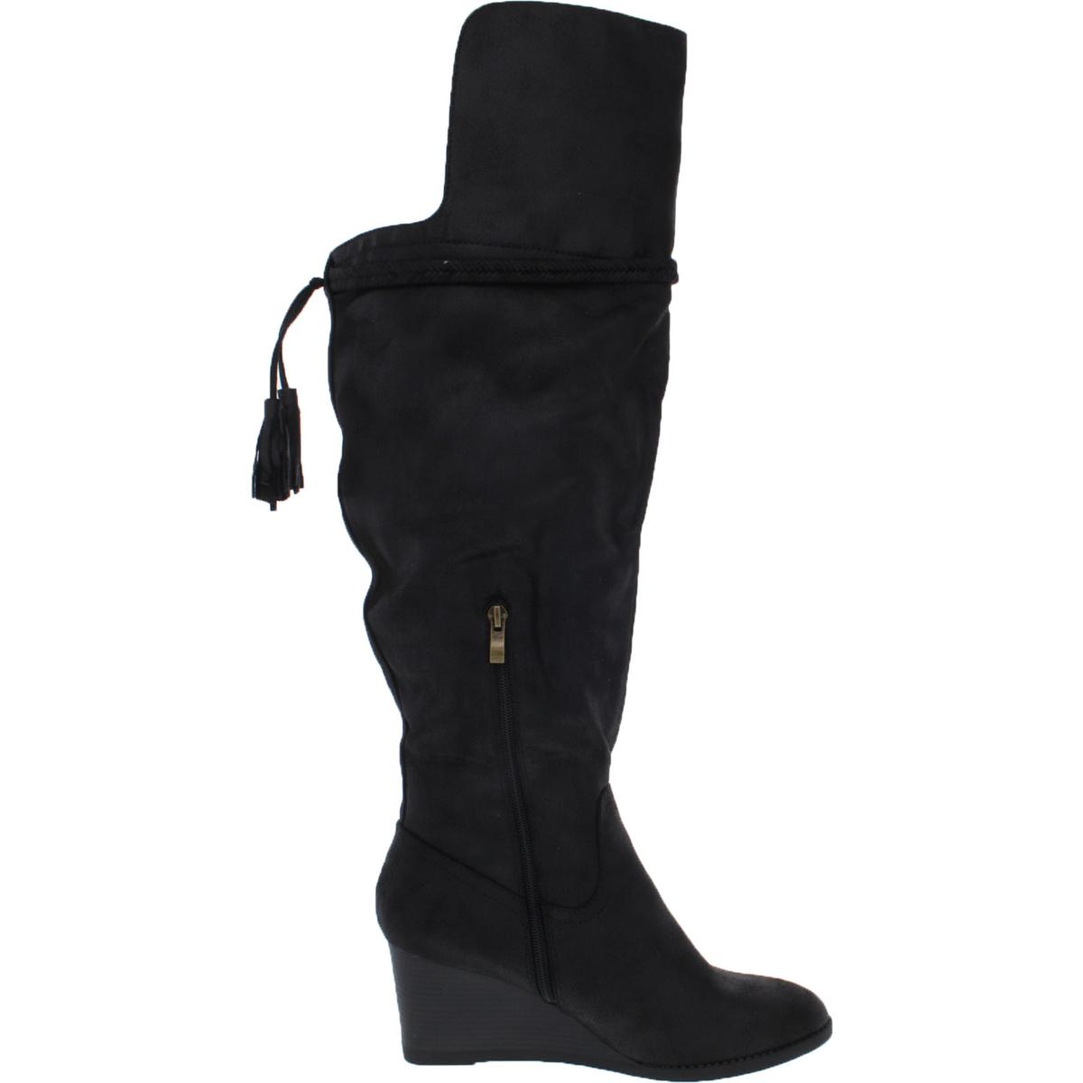 faux suede wedge boots