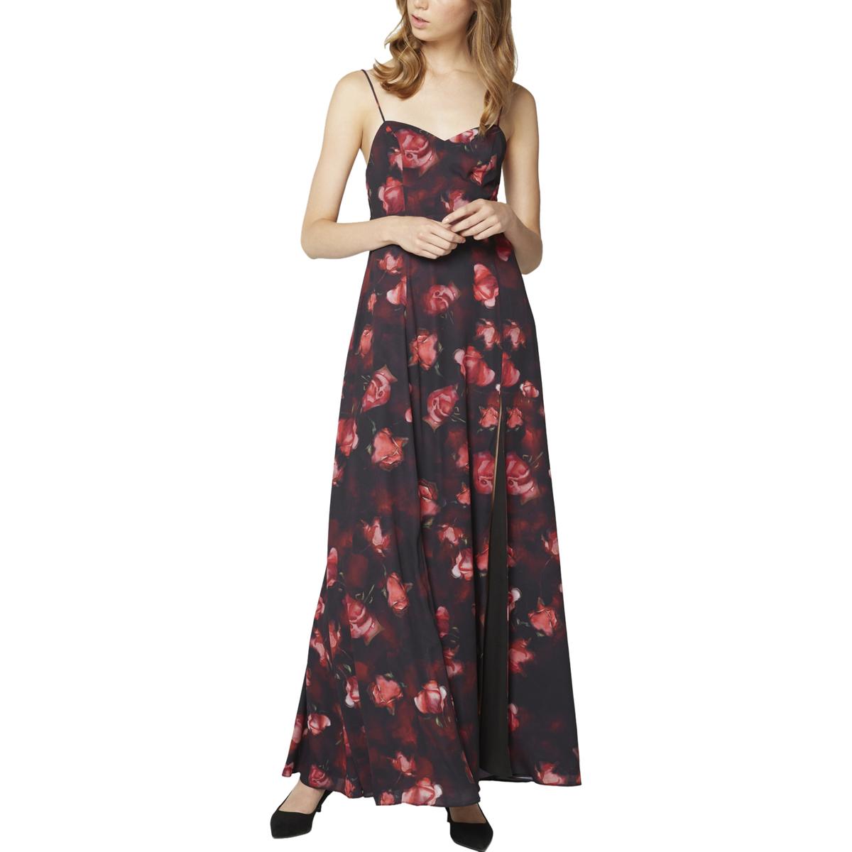 Fame And Partners Womens Red Floral Print Tie-Back Evening Dress 22 ...