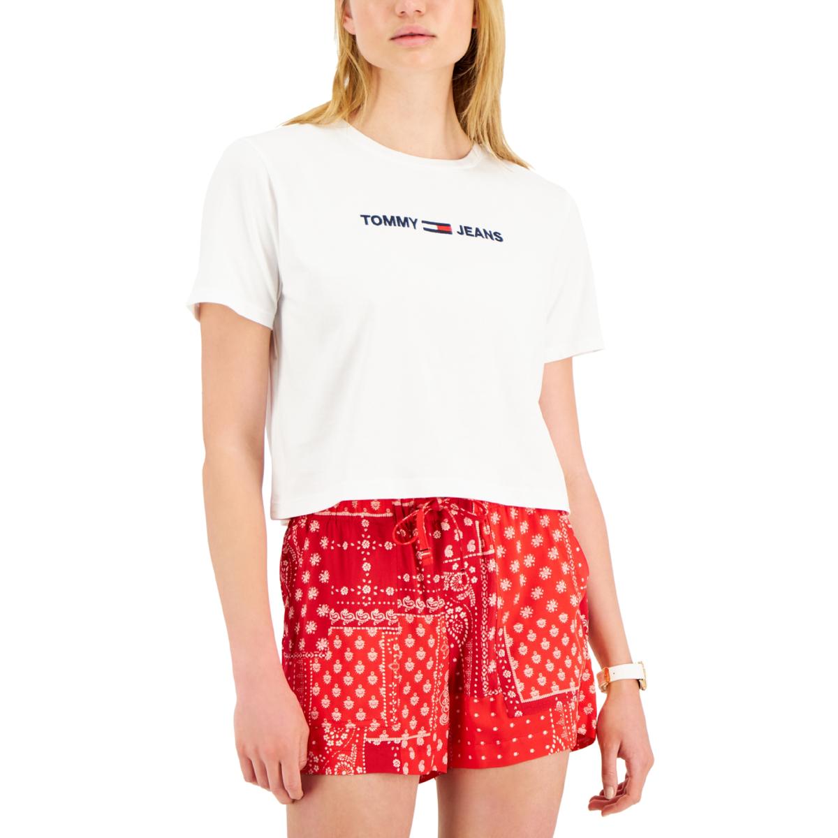Женская линейная белая хлопковая футболка с логотипом Tommy Jeans M BHFO 3772