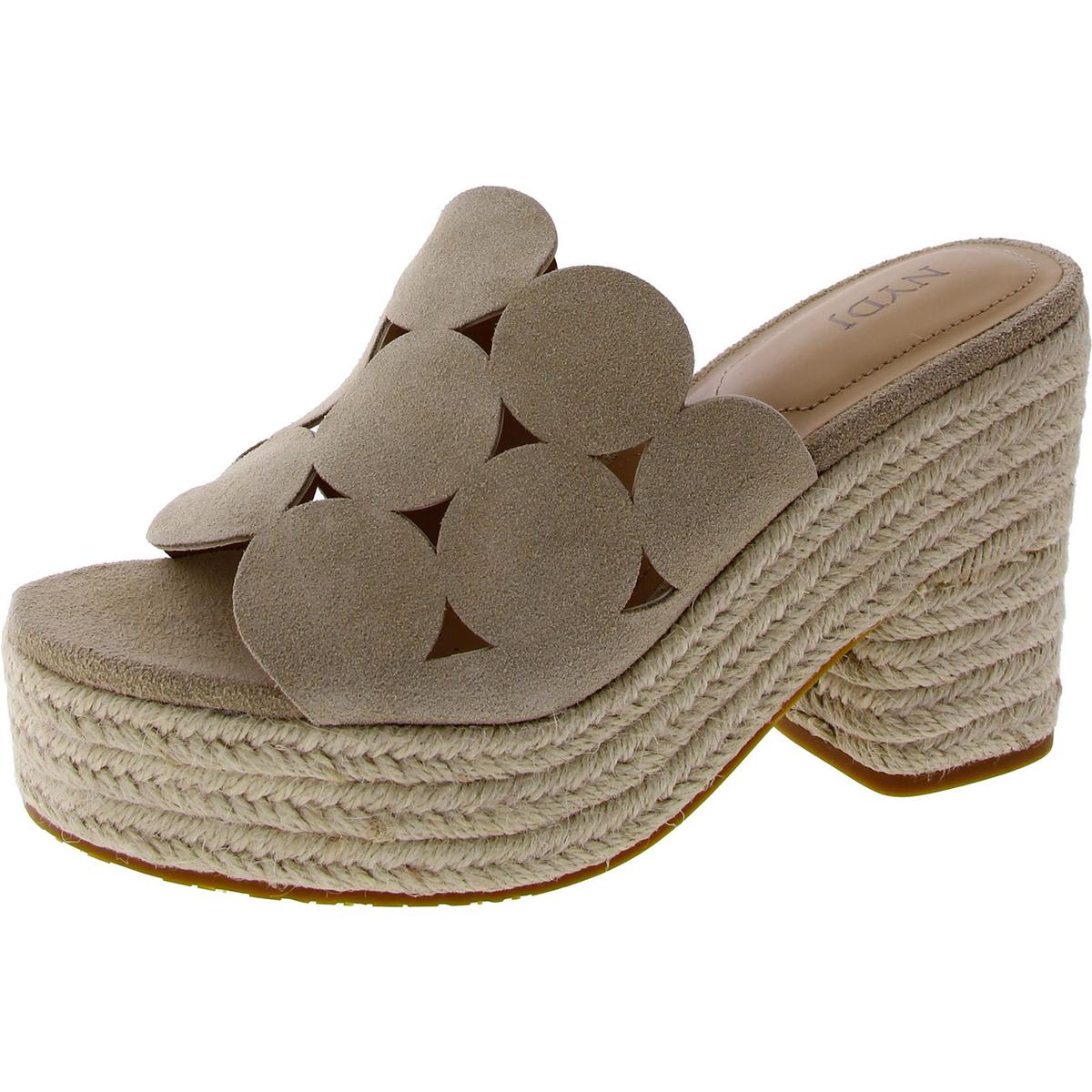 NYDJ Womens HELENE Faux Leather Slip On Open Toe Wedge Sandals Shoes BHFO 8425 - Picture 4 of 6