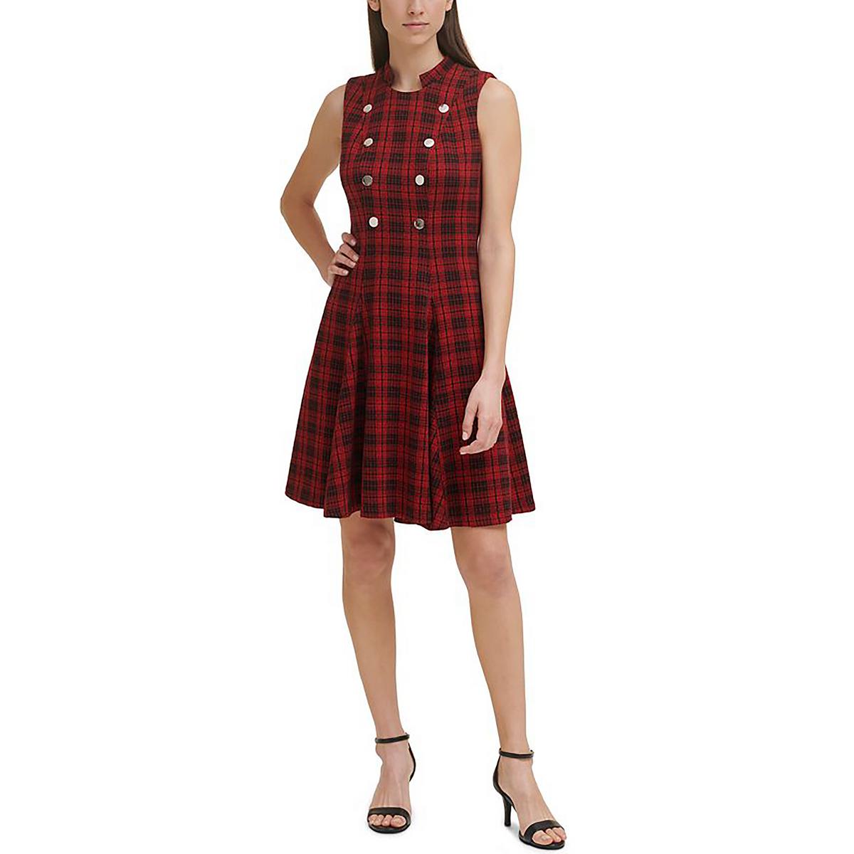 Tommy Hilfiger Womens Plaid Above Knee Holiday Fit & Flare Dress BHFO 2020