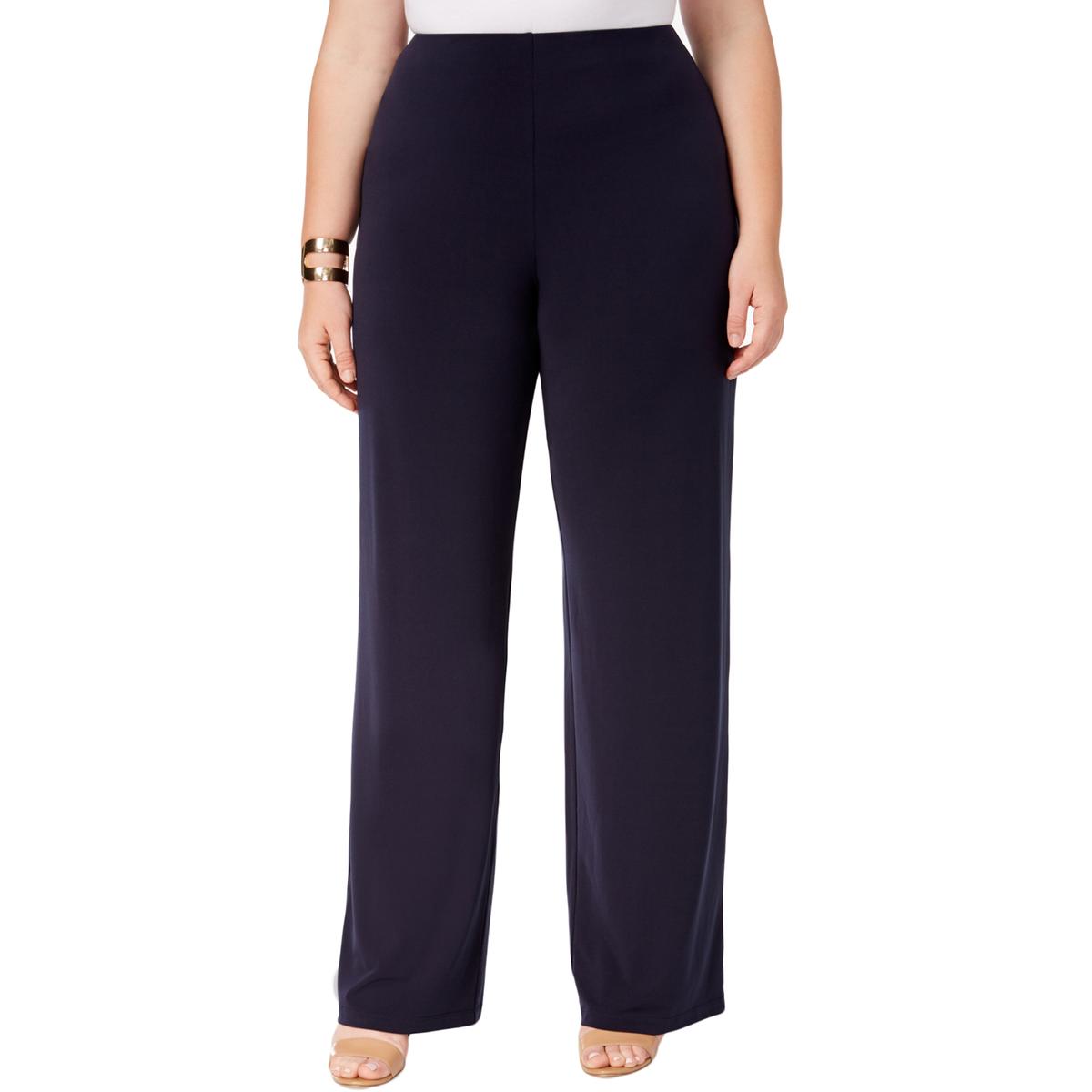 navy wide leg trousers plus size