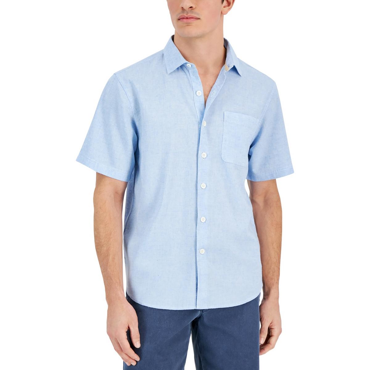Мужская синяя однотонная рубашка на пуговицах Tommy Bahama S BHFO 7448