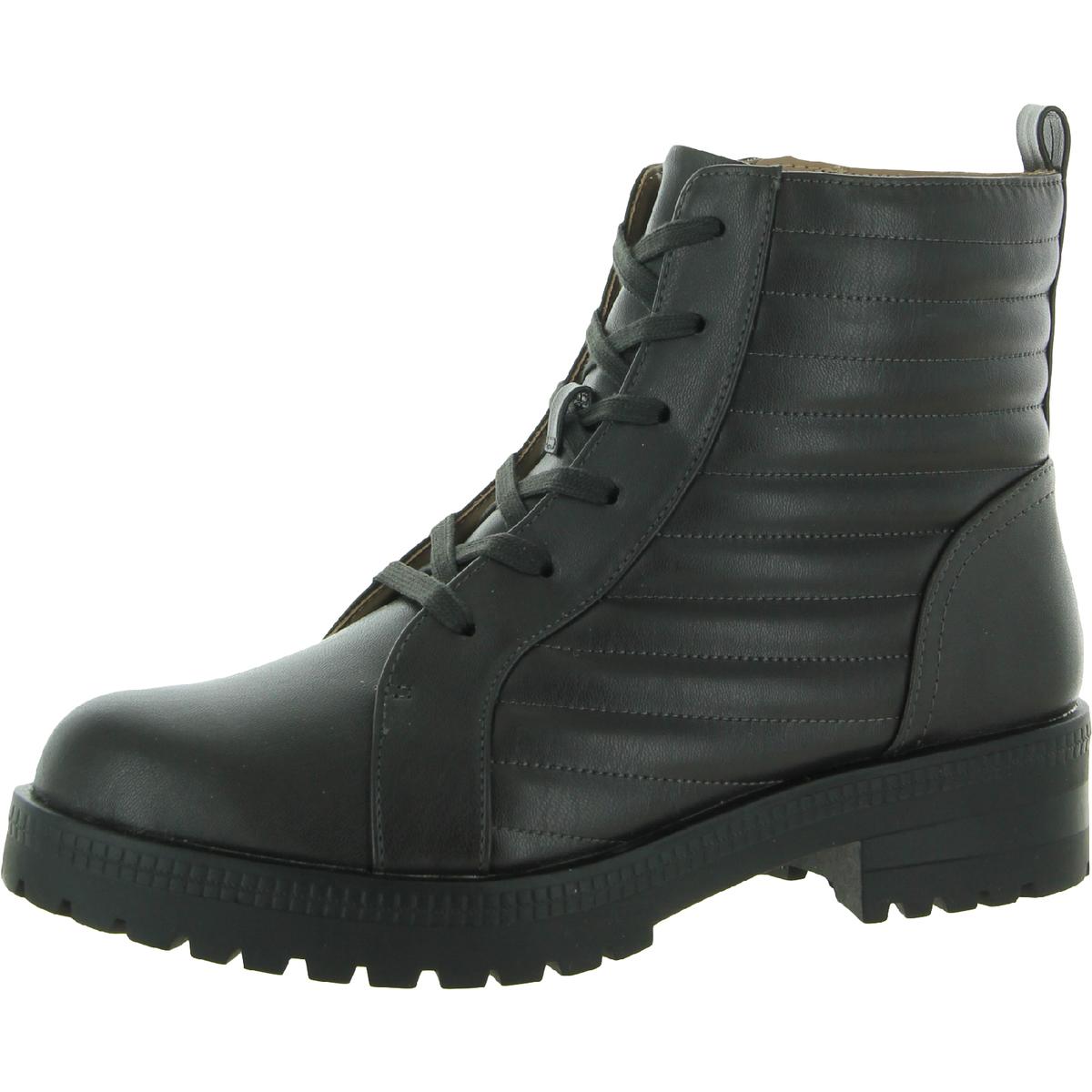 LifeStride Stormy Womens Faux Leather Platform Combat & Lace-up Boots