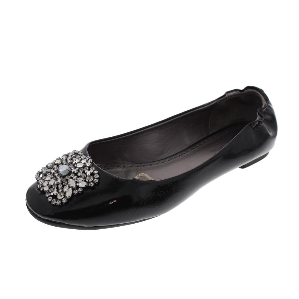 Adrienne Vittadini Sapphire Black Patent Rhinestone Ballet Flats Shoes ...