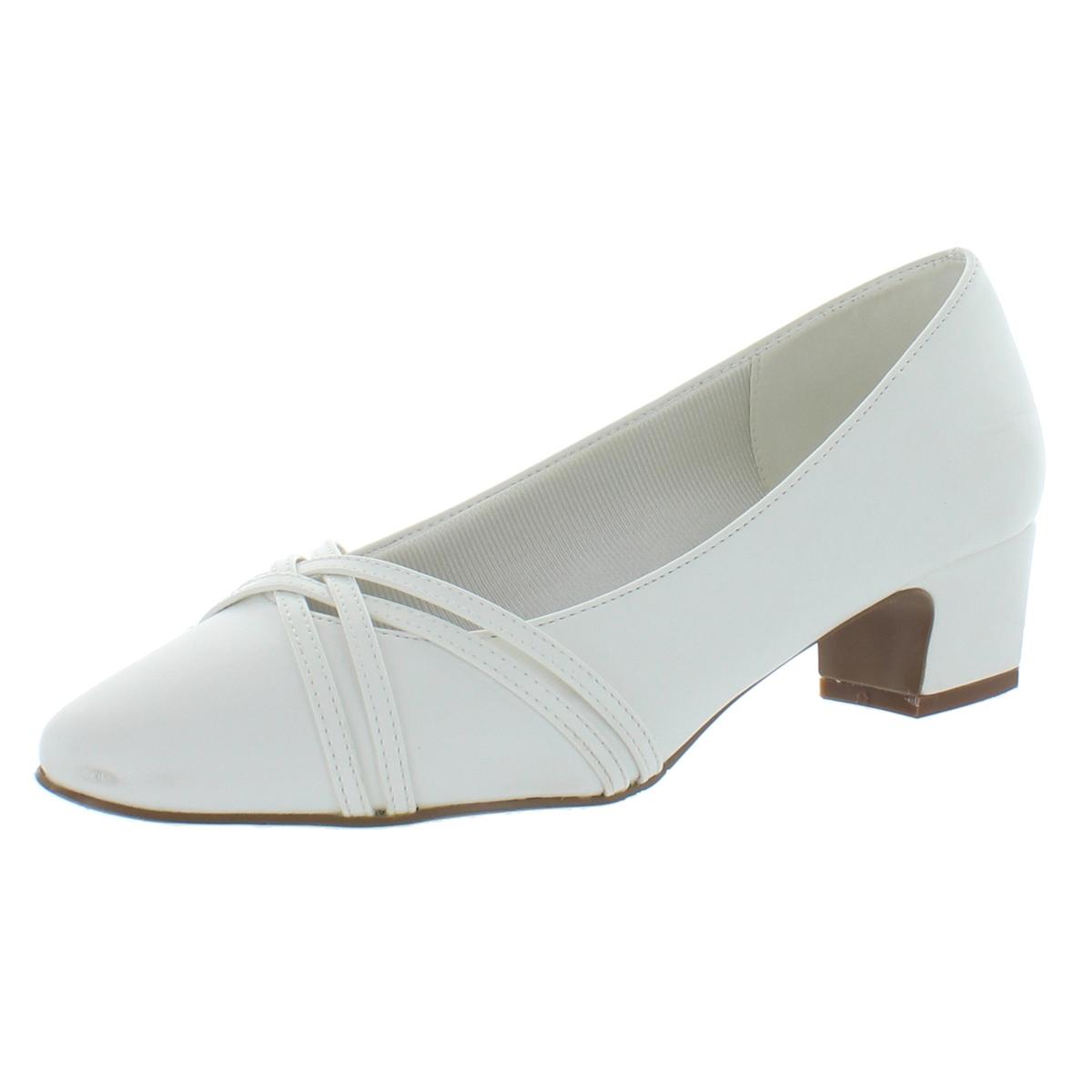 Easy Street Womens Wallis White Pumps Dress Heels Shoes 8 Wide (C,D,W