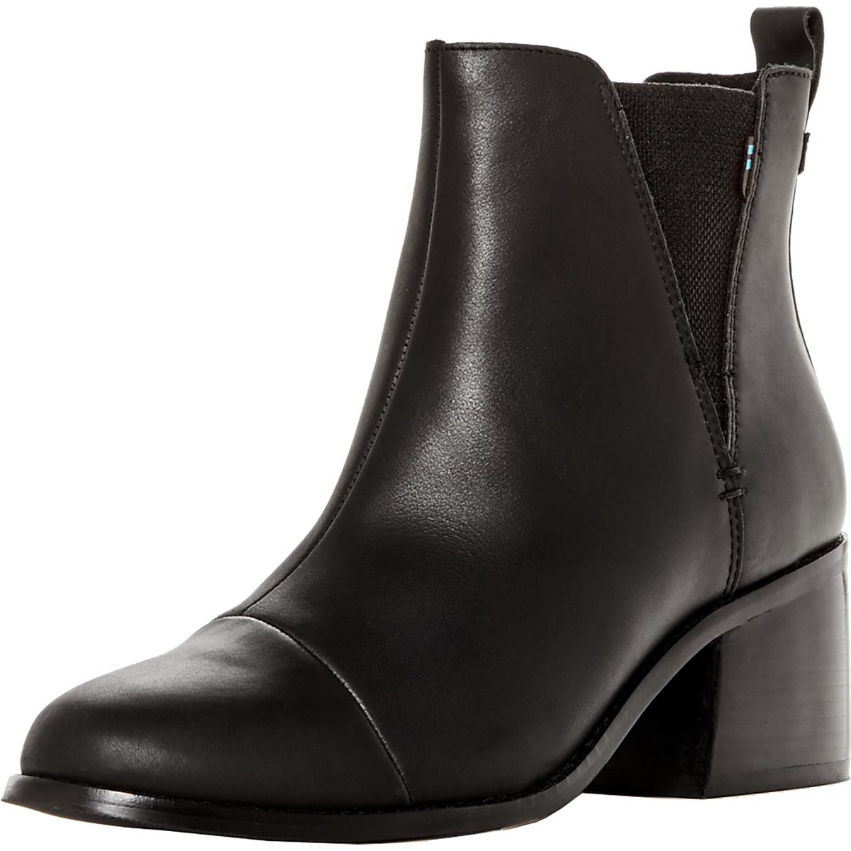 Toms Womens Esme Black Leather Ankle Boots Shoes 10 Medium (B,M) BHFO ...
