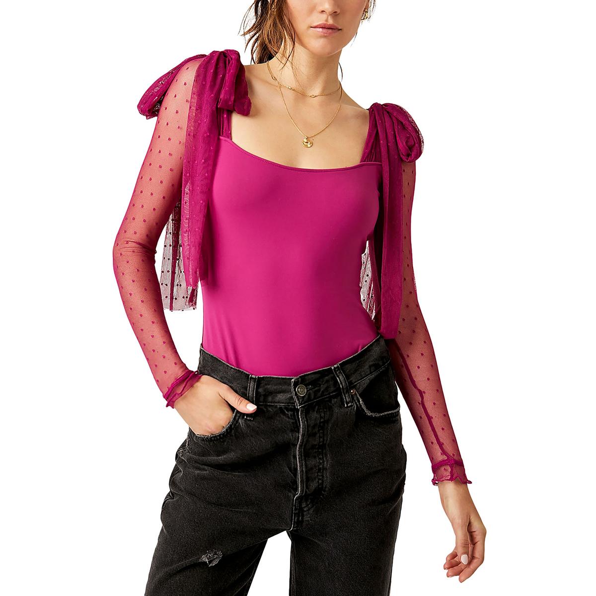 Женское фиолетовое сетчатое боди Free People с завязками на языке M BHFO 1050