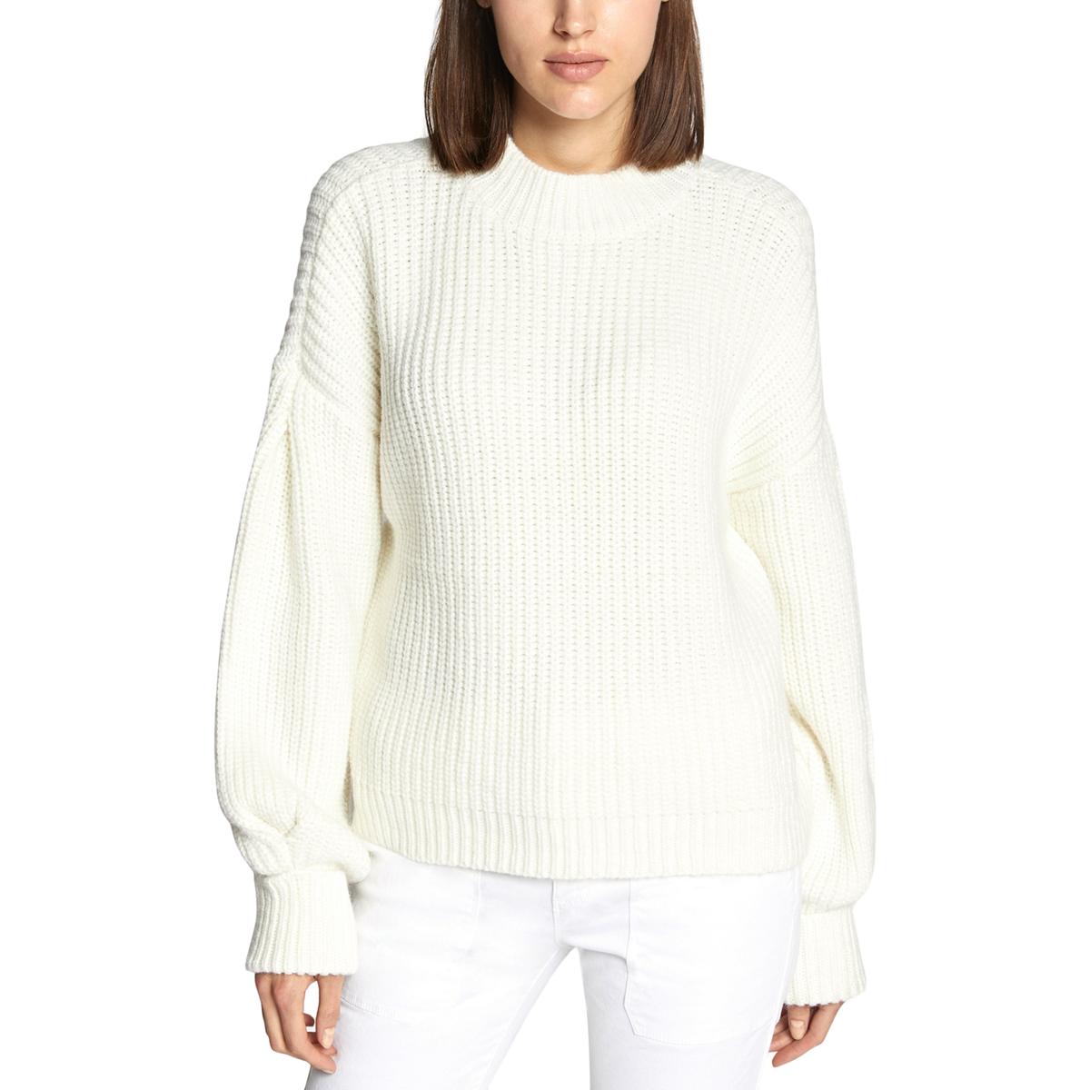 Sanctuary Womens White Mock-Neck Waffle-Knit Top Pullover Sweater S ...