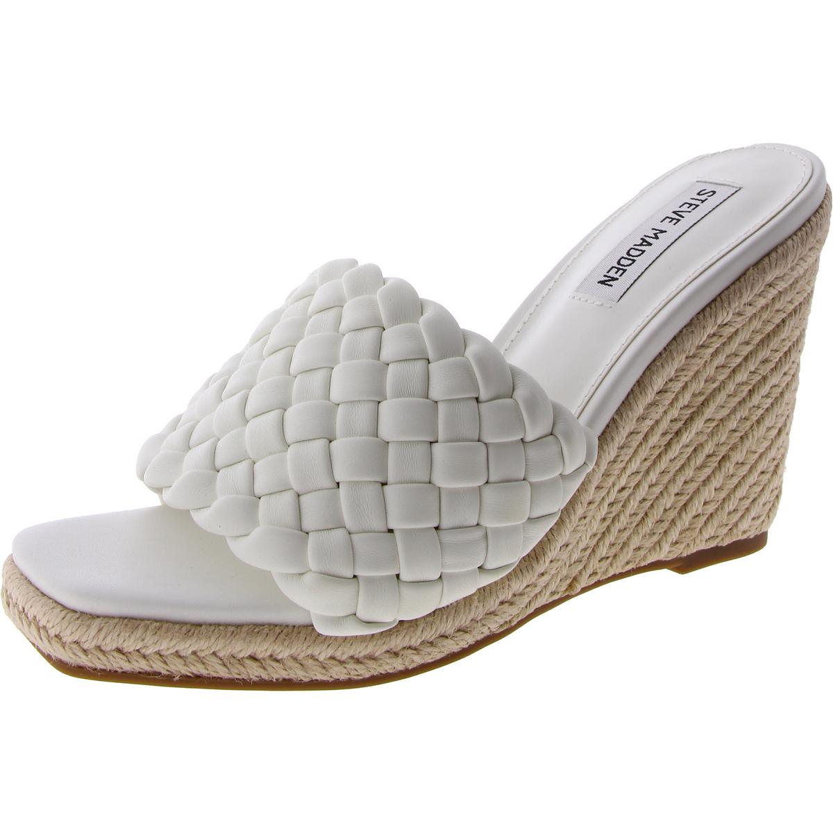 Steve Madden Womens Udele White Wedge Sandals Shoes 7.5