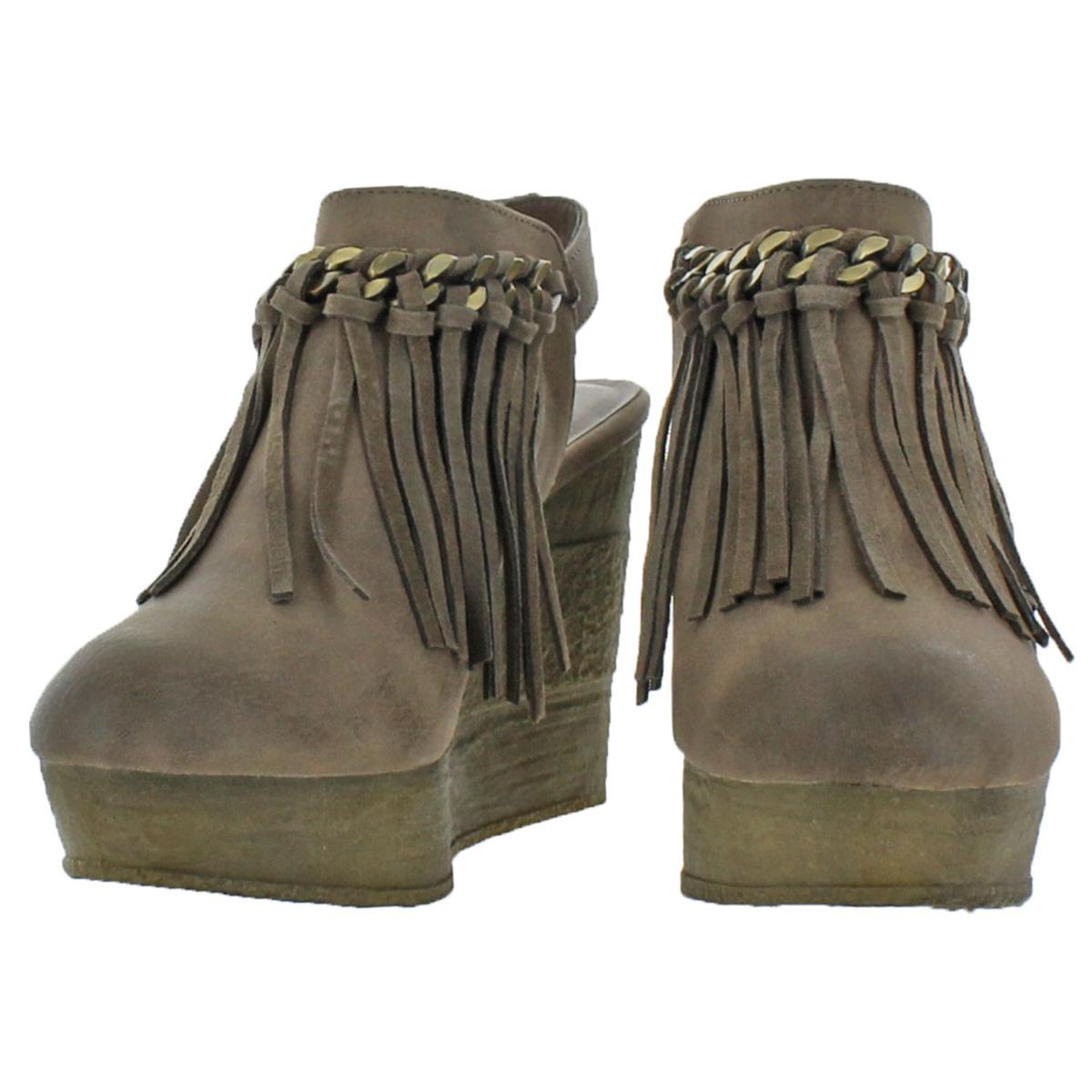 brown wedge booties with fringe