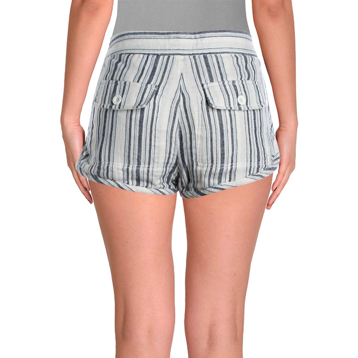 Free People Womens Blue Striped Cotton Flat Front Casual Shorts 0 BHFO ...