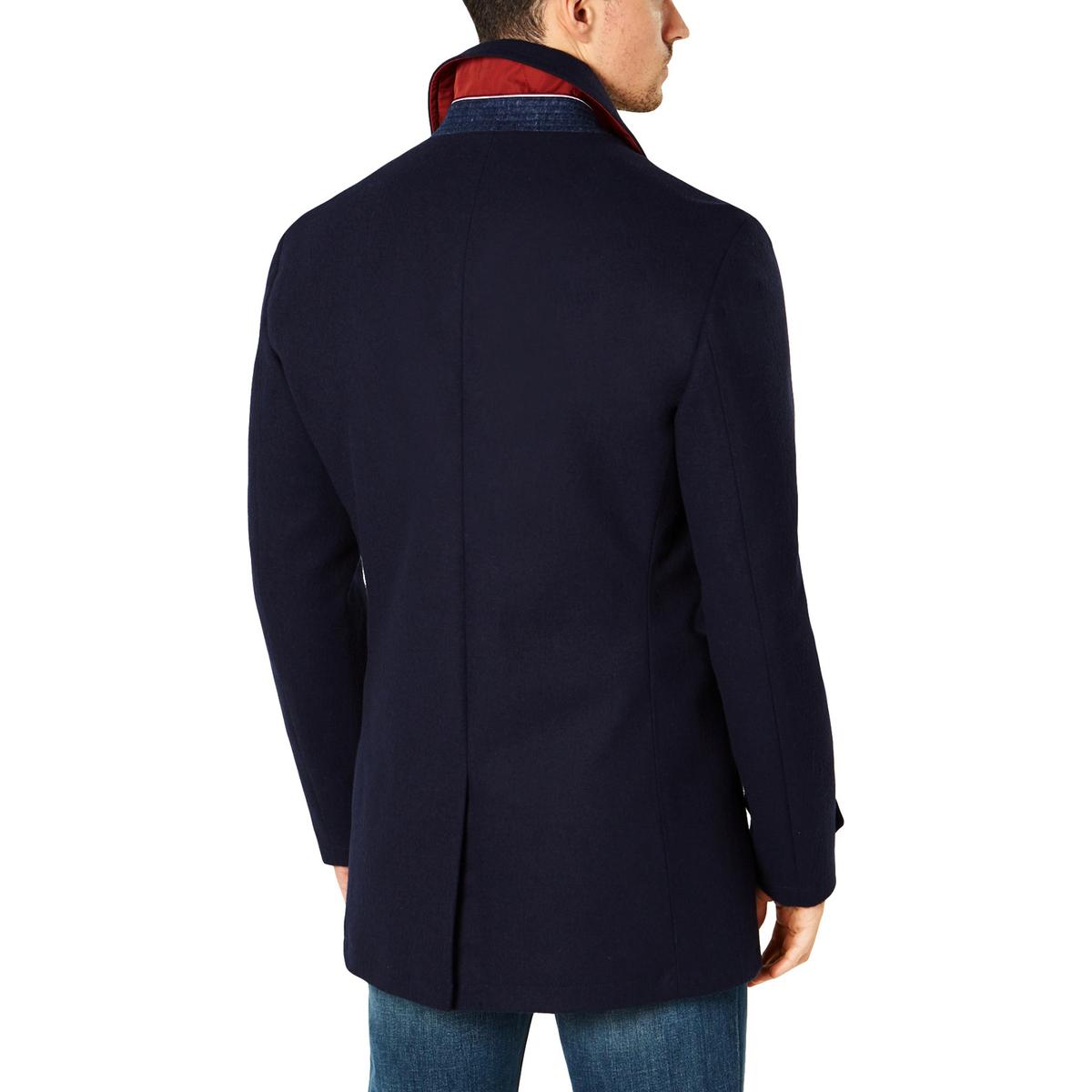 Tommy Hilfiger Mens Yale Navy Double-Breasted Dress Coat Outerwear 46R ...
