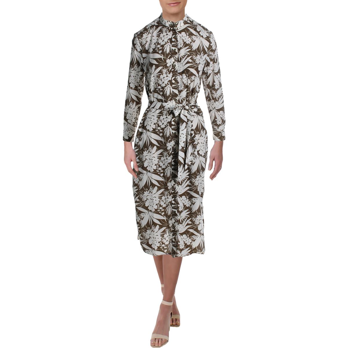 Lauren Ralph Lauren Womens Green Floral Print Long Sleeve Midi Dress 6 ...