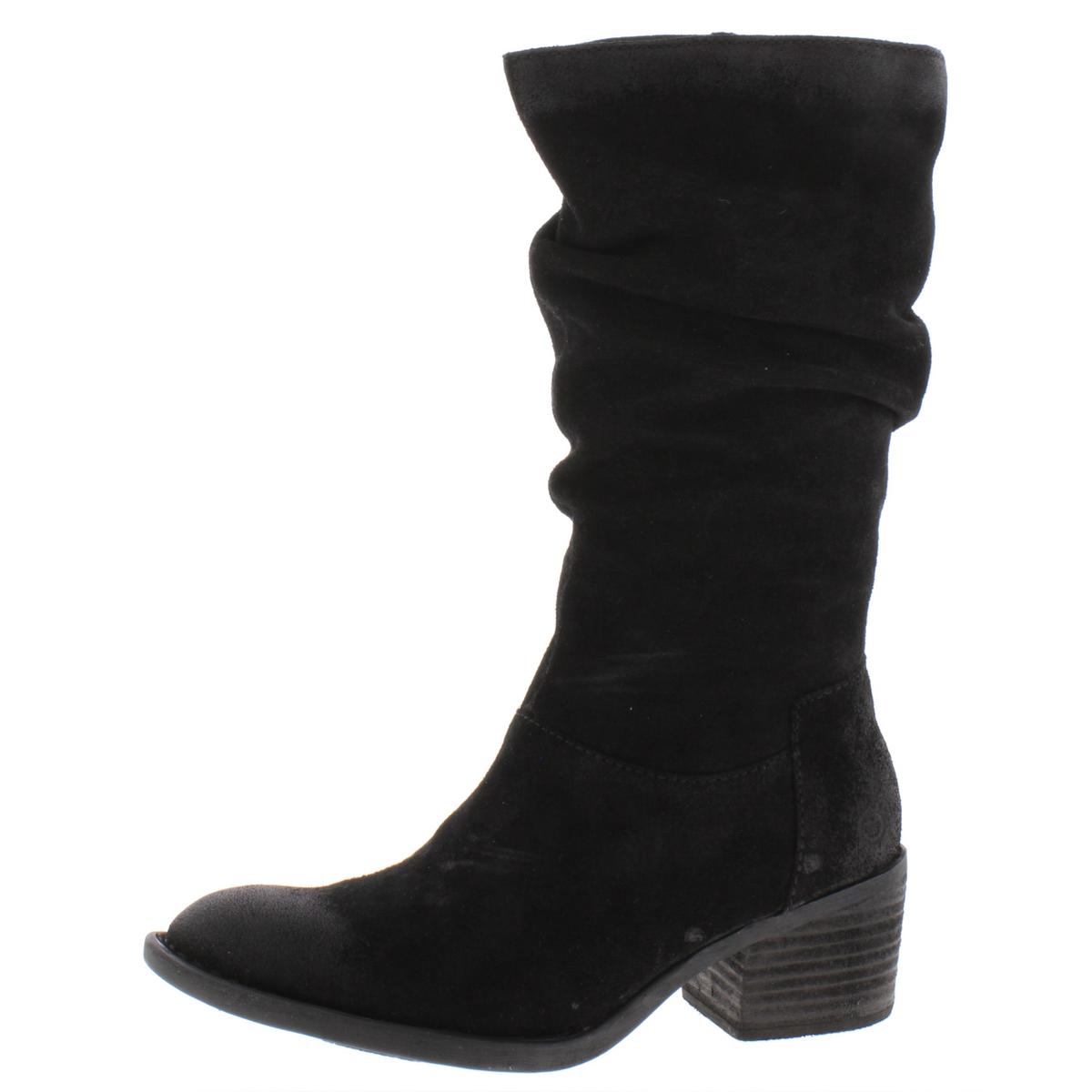 Born Womens Peavy Black Suede Mid-Calf Boots Shoes 6 Medium (B,M) BHFO