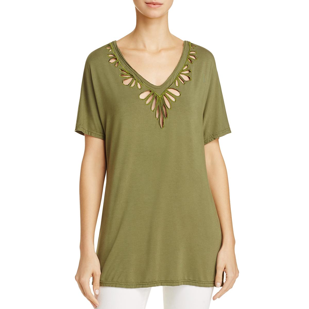 green cut out shirt