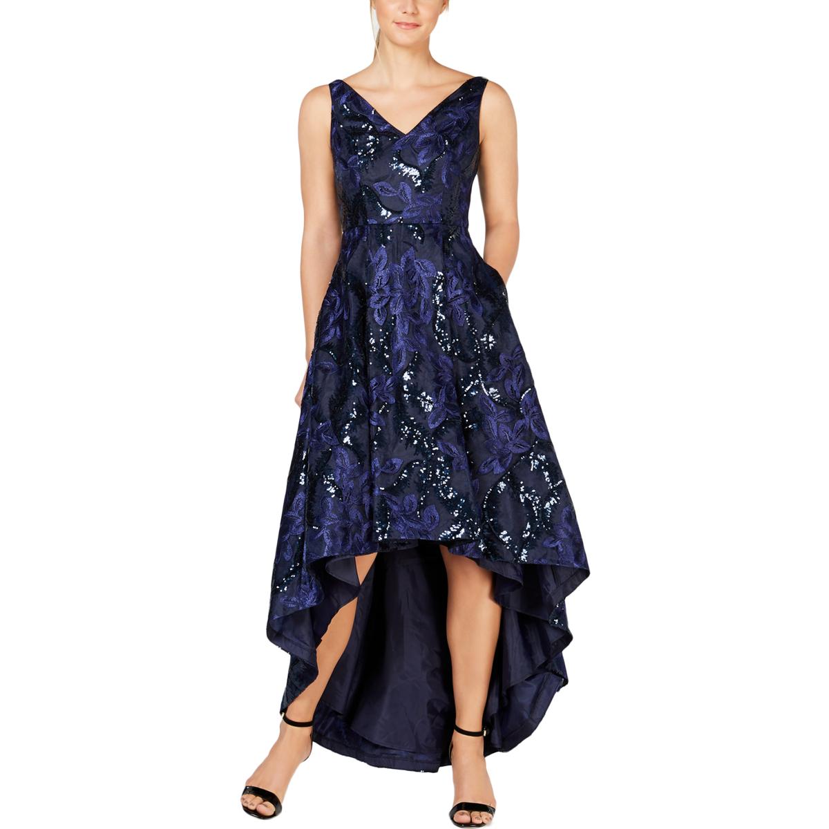 Calvin Klein Womens Blue Lace Sequined Formal Evening Dress Gown 6 BHFO ...