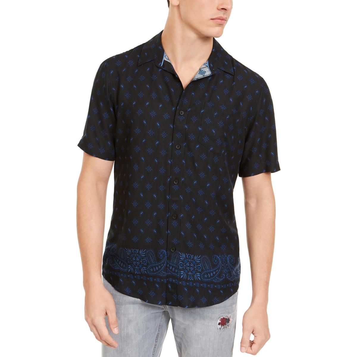 American Rag Mens Black Bandana Print Collared ButtonDown Shirt L BHFO 8999 eBay
