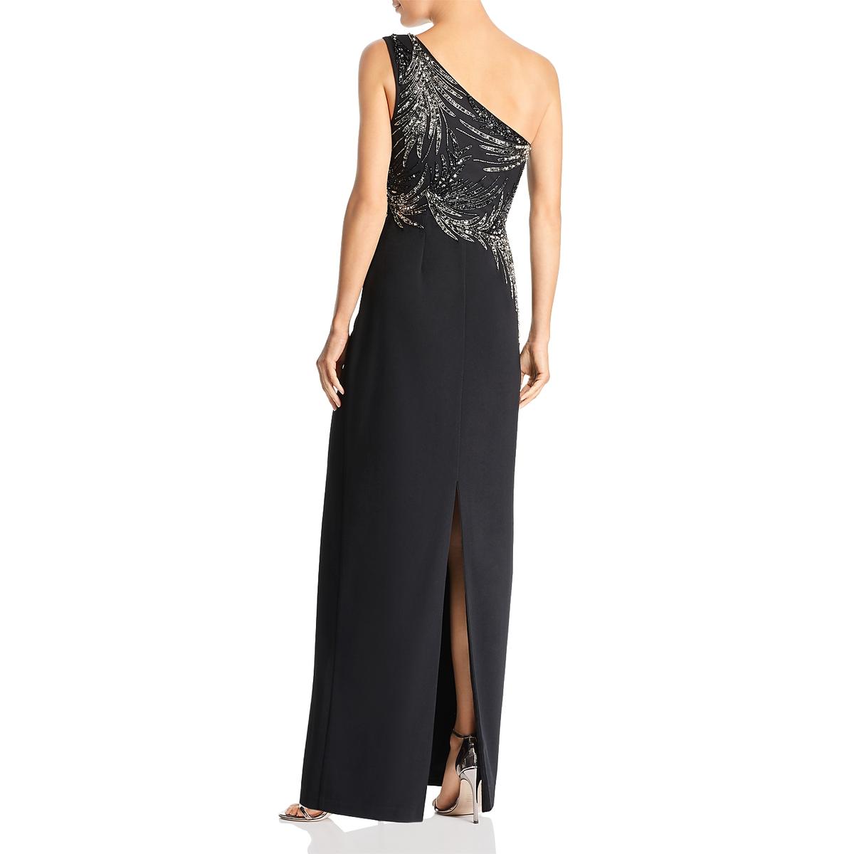 adrianna papell black beaded gown