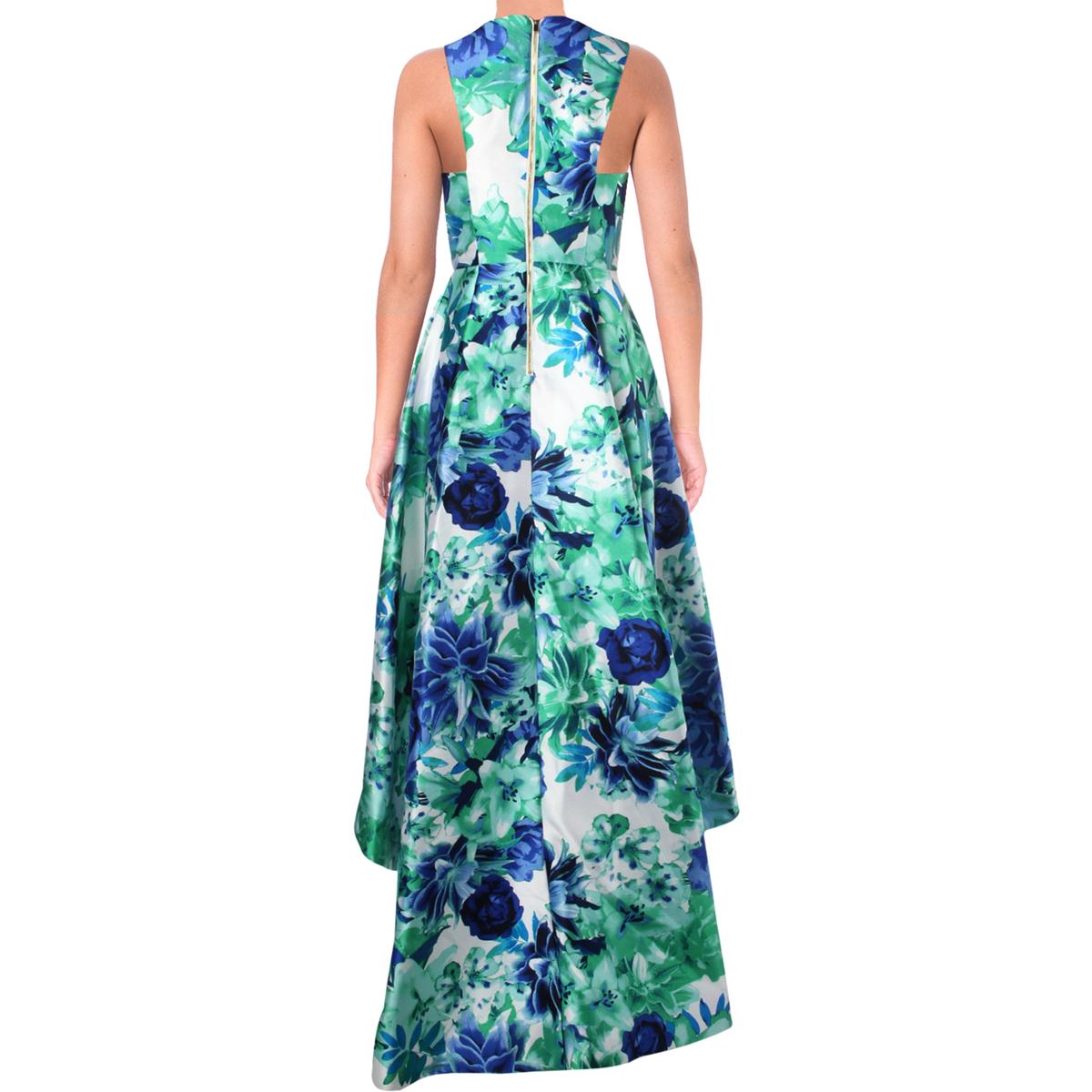 Calvin Klein Womens Blue Floral-Print Hi-Low Prom Formal Dress Gown 2 ...