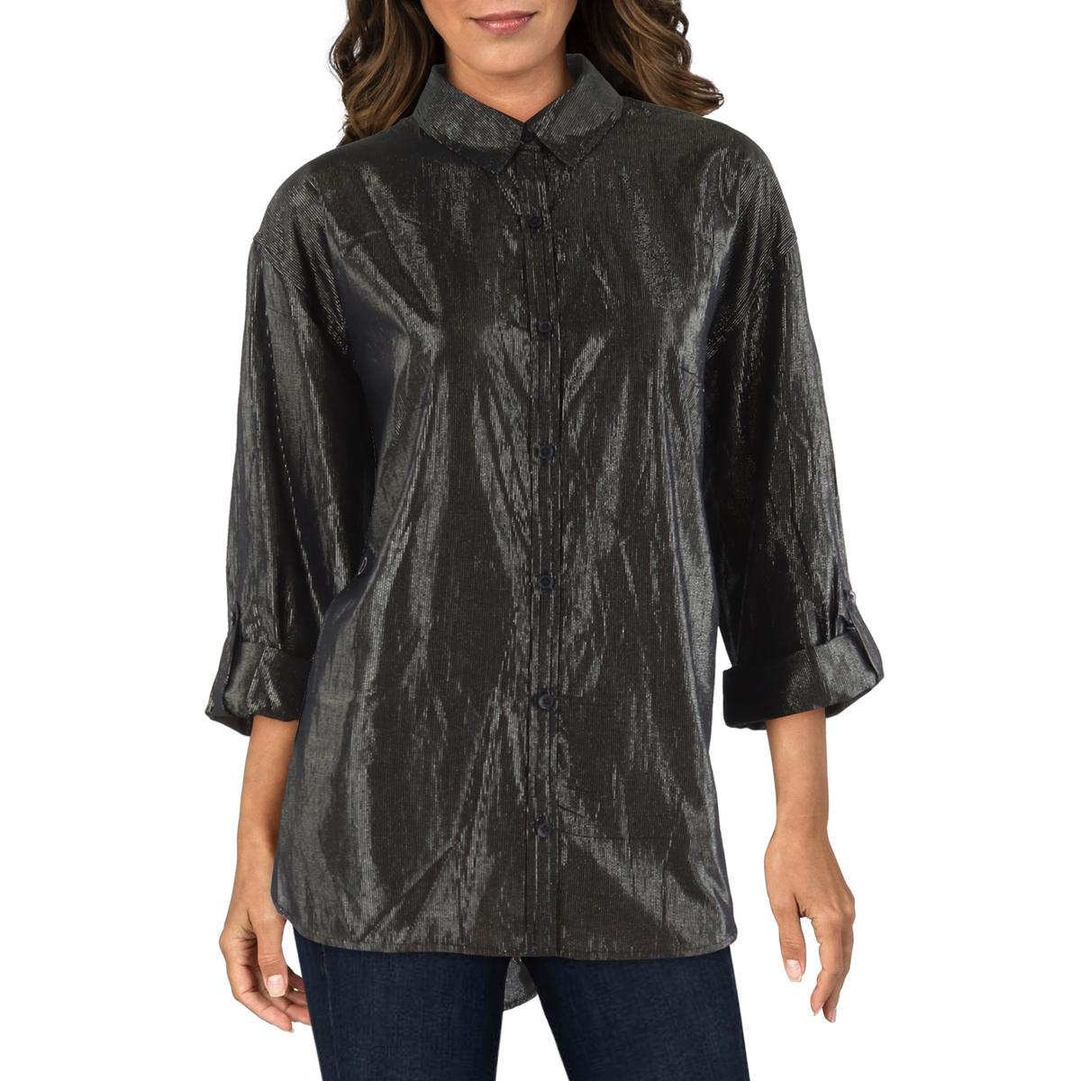 Gloria Vanderbilt Womens Amanda Collared Top Button-Down Top Shirt BHFO 0664 - Picture 2 of 4