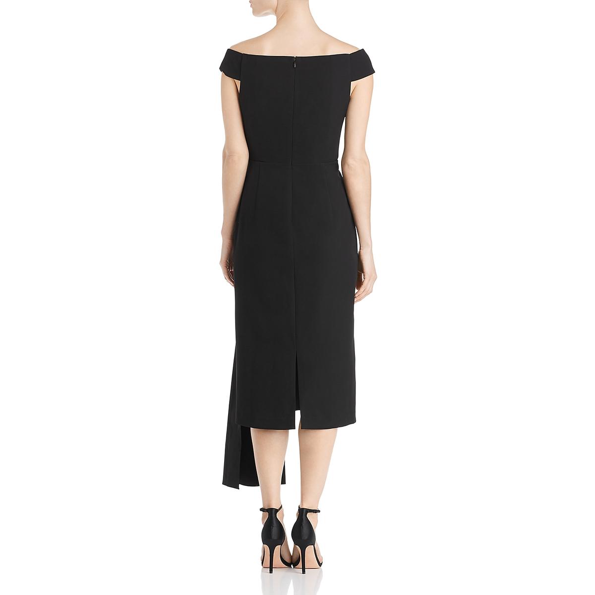 Eliza J Womens Black Off-The-Shoulder Pleated Midi Cocktail Dress 6 ...