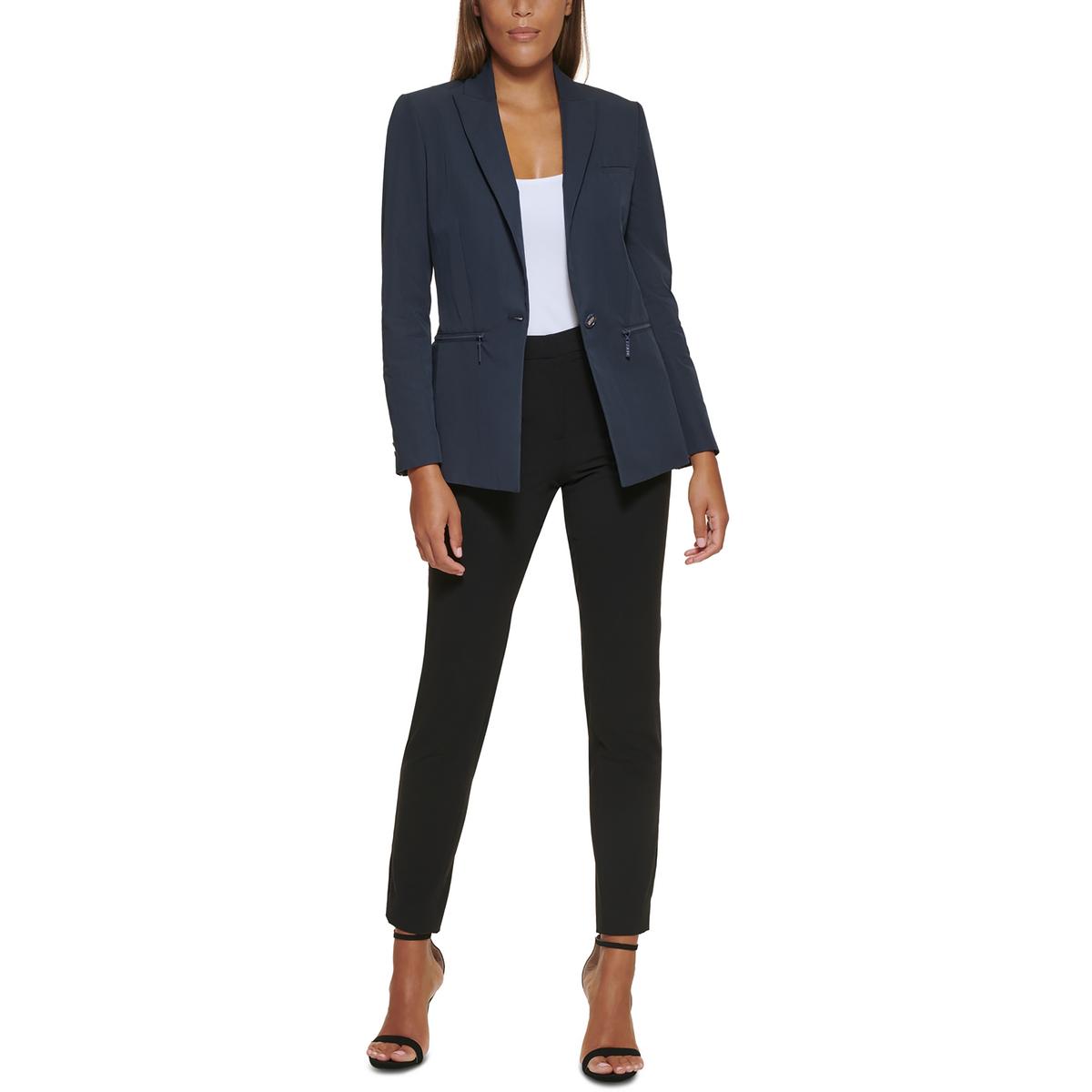Женский блейзер на одной пуговице из темно-синей саржи DKNY Petites 16P BHFO 6683