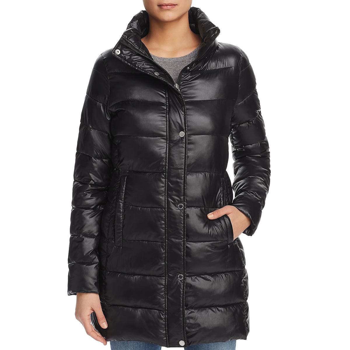 Via Spiga Womens Black Quilted Puffer Midi Packable Coat Outerwear XS ...