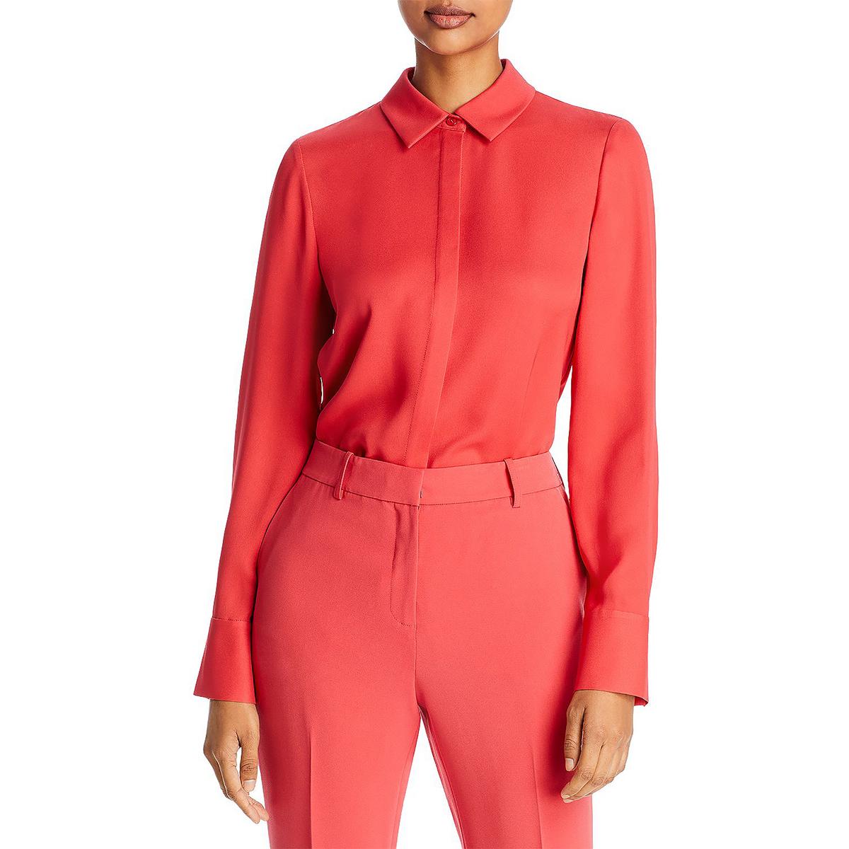 Lafayette 148 New York Женская розовая блузка на пуговицах Scottie XS BHFO 2225