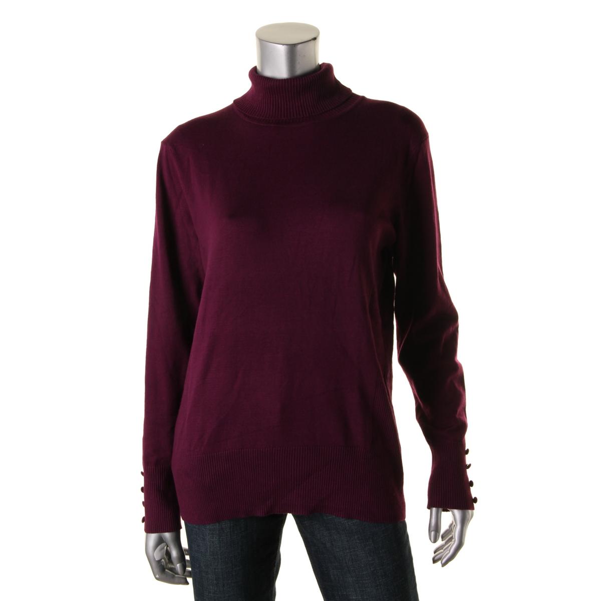 Cable & Gauge 7832 Womens Knit Ribbed Trim Turtleneck Sweater Top BHFO