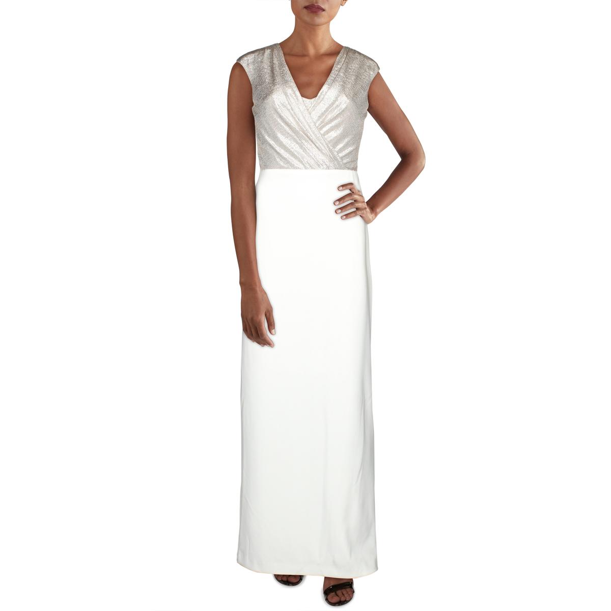 Lauren Ralph Lauren Womens Metallic V Neck Formal Evening Dress Gown Bhfo Ebay